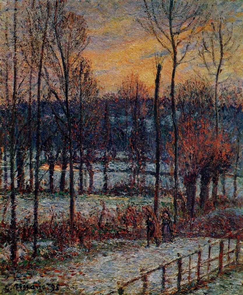 the effect of snow, sunset, eragny 卡