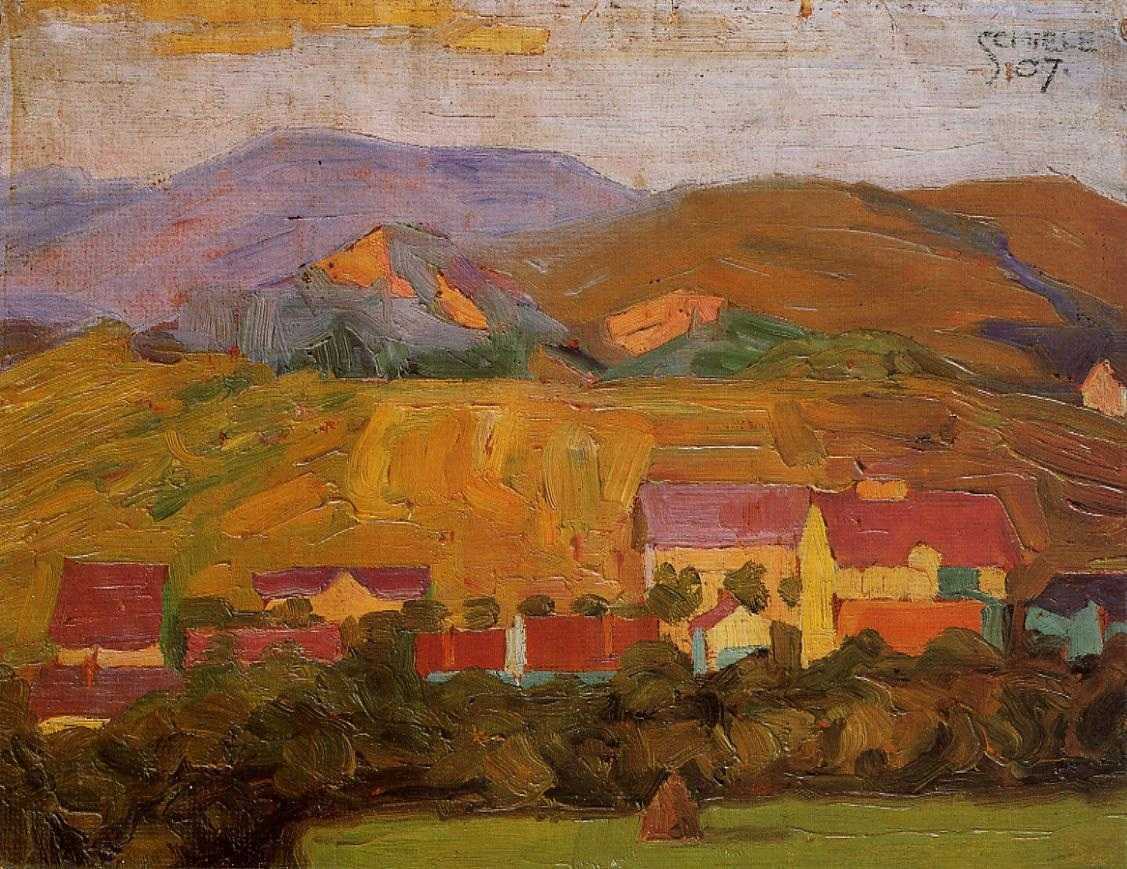 village with mountains 埃贡·席勒 (schiele, egon)