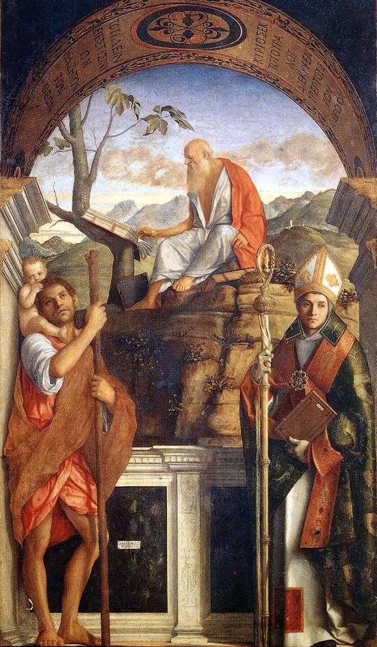sts christopher, jerome and ludwig of toulouse br>乔凡尼·贝利尼